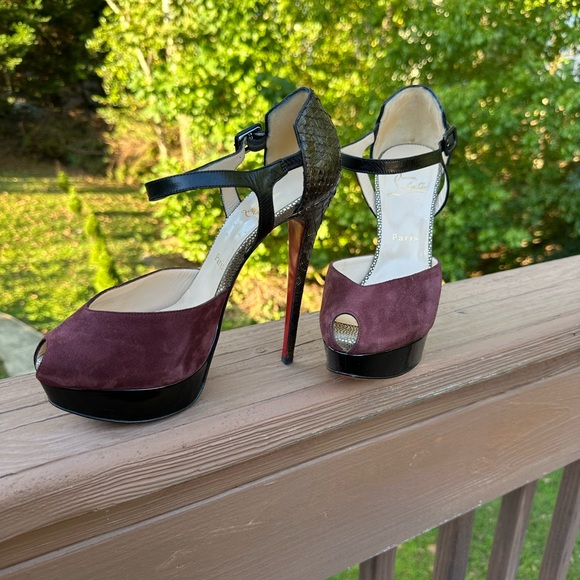 Christian Louboutin 150 suede and python pumps - Picture 8 of 16